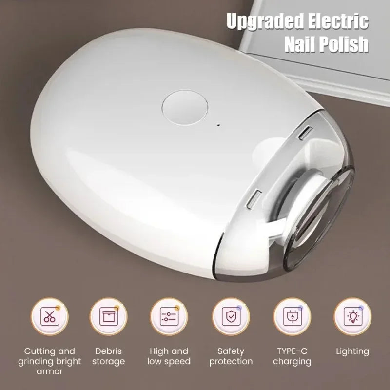 2 IN 1 Electric Nail Clipper Cutter With LED Light Automatic Nail