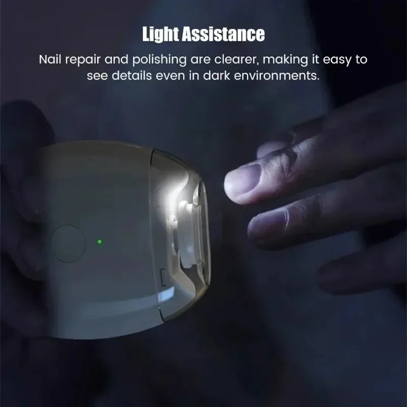 2 IN 1 Electric Nail Clipper Cutter With LED Light Automatic Nail